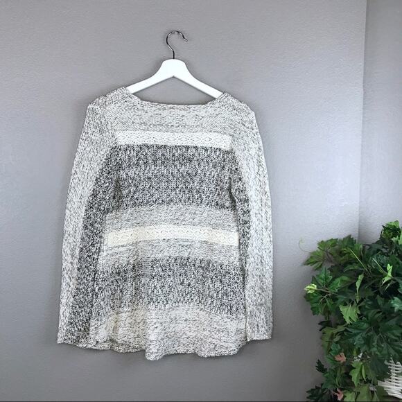 Zara Chunky Knit Crochet Lace Striped Sweater Size Medium - Picture 2 of 8